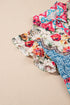 Boho Patchwork Button Front Ruffle Sleeve Vacation Dress